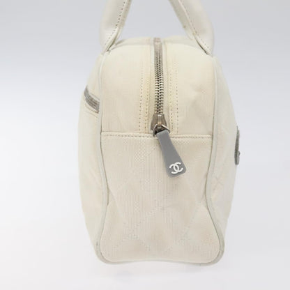 Chanel Vintage Logo Bowler Bag Quilted Canvas, WHITE, CANVAS, Handbag