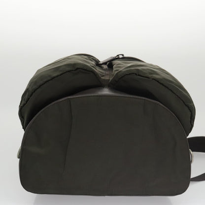 Prada Double Front Pocket Backpack Tessuto, Khaki, Nylon, Backpack