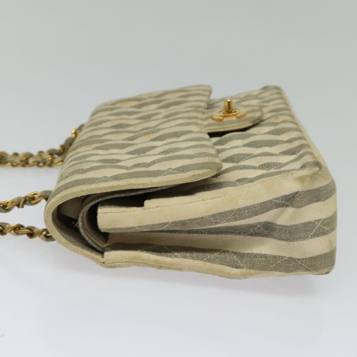 Chanel Vintage Classic Double Flap Bag Quilted Denim, GRAY, CANVAS, Handbag