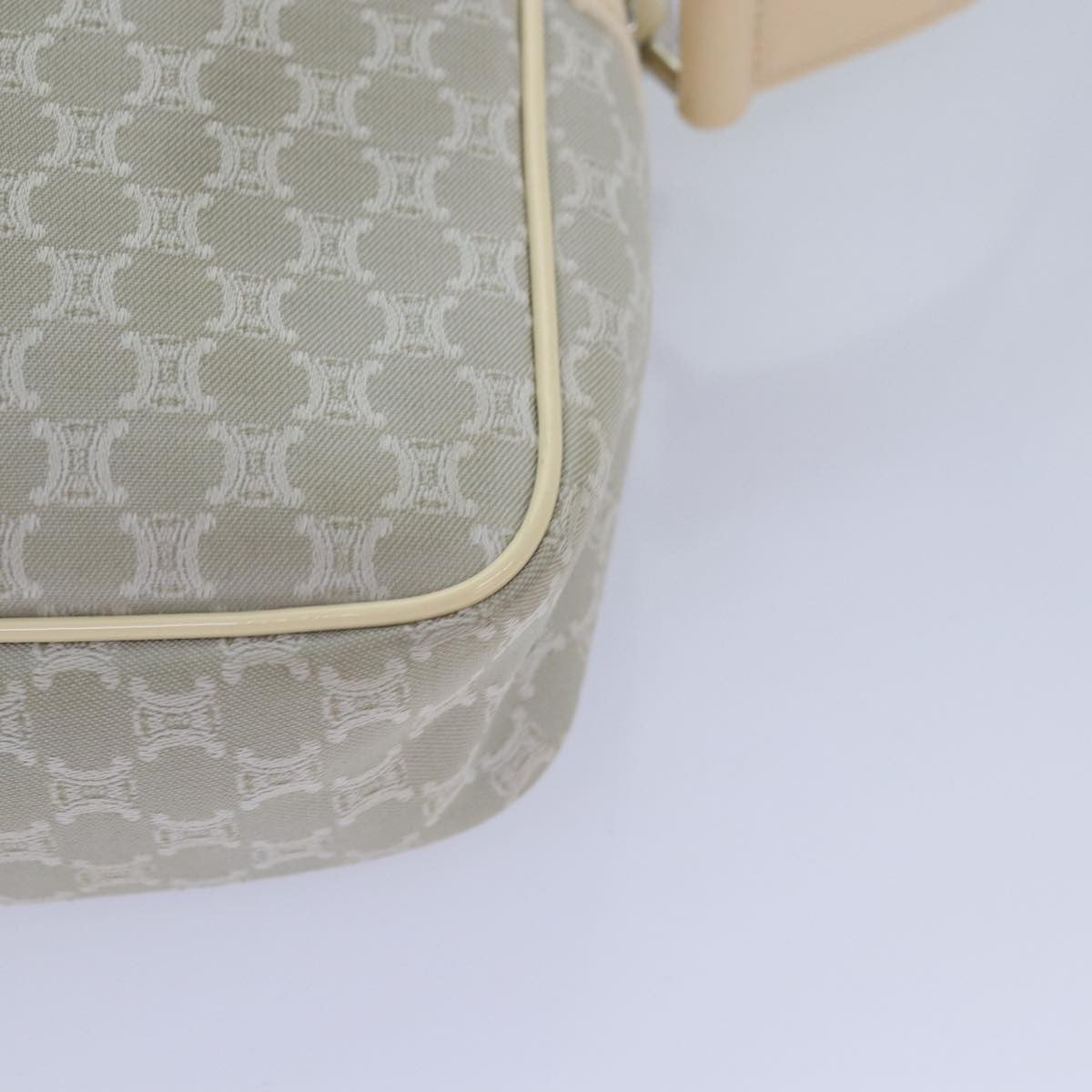 Celine Vintage Macadam Shoulder Bag Canvas and Leather, GRAY, CANVAS, Shoulder bag