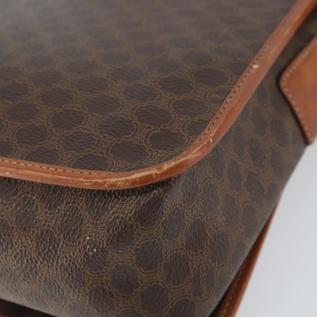 Celine Vintage Macadam Shoulder Bag Canvas and Leather, BROWN, CANVAS, Shoulder bag