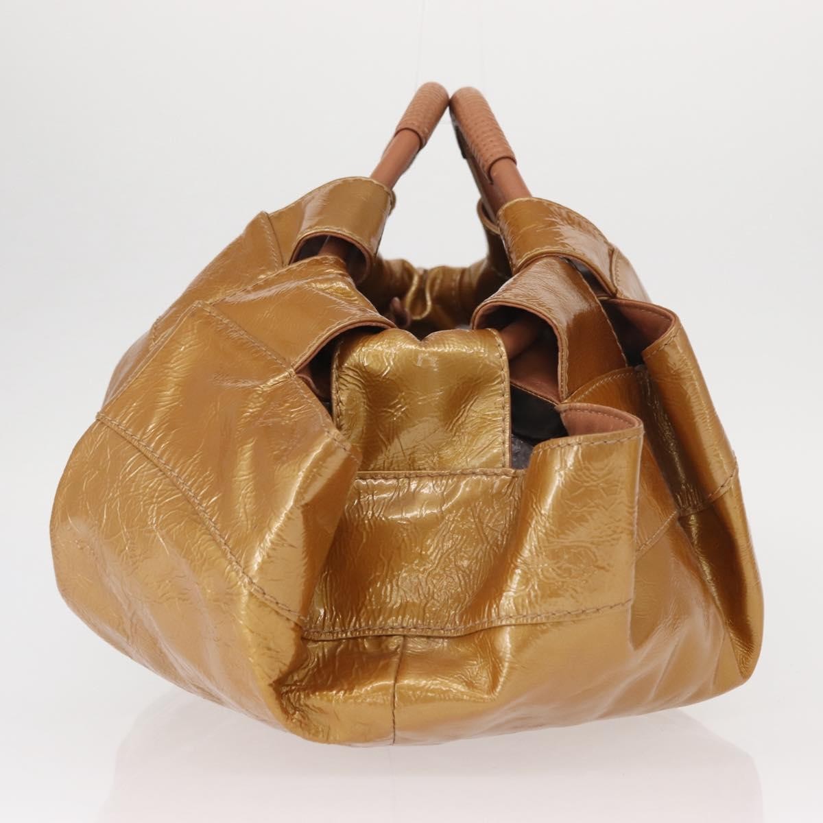 Loewe Aire Shoulder Bag Leather, GOLD, PATENT_LEATHER, Handbag