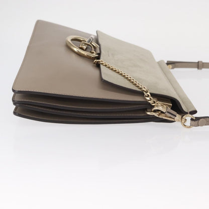 Chloe Faye Shoulder Bag Leather and Suede, BEIGE, SUEDE, Shoulder bag