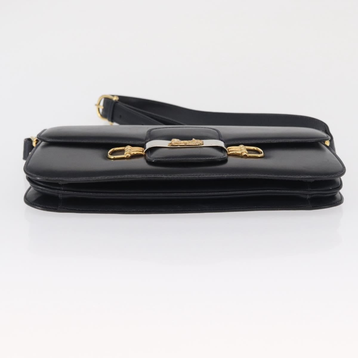 Celine Vintage Carriage Flap Bag Leather, NAVY, LEATHER, Shoulder bag
