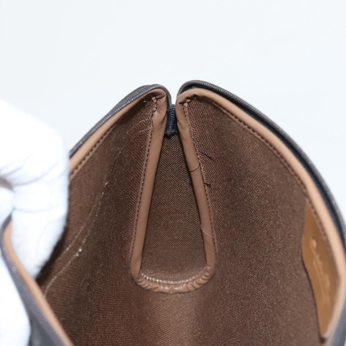 Christian Dior Vintage Honeycomb Zip Pouch Coated Canvas, BLACK, CANVAS, Clutche & pouche