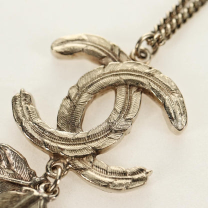 Chanel Feather CC Pendant Necklace Metal, Gold, Metal, Necklace