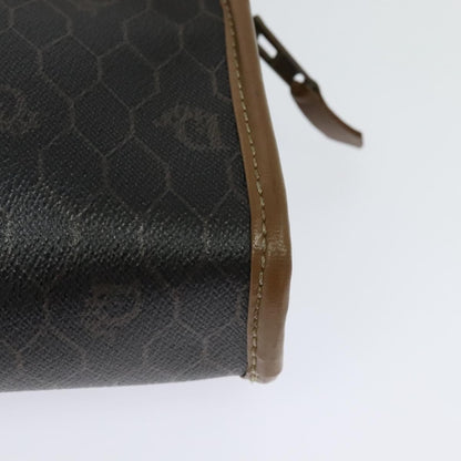 Christian Dior Vintage Honeycomb Zip Pouch Canvas and Leather, Black, Canvas, Clutch