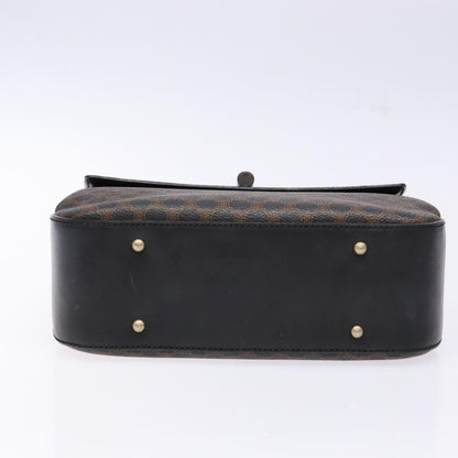 Celine Vintage Convertible Top Handle Bag Macadam Coated Canvas, BLACK, CANVAS, Handbag