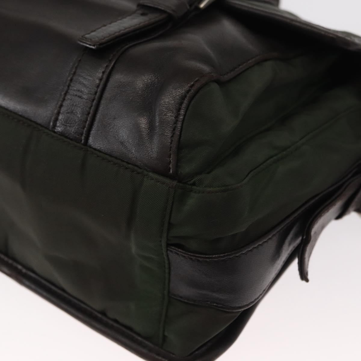 Prada Double Buckle Flap Messenger Bag Tessuto, Khaki, Nylon, Shoulder Bag