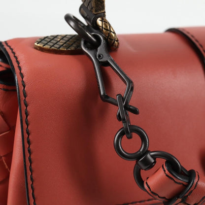 Bottega Veneta Piazza Top Handle Bag Leather with Intrecciato Detail, PINK, LEATHER, Handbag
