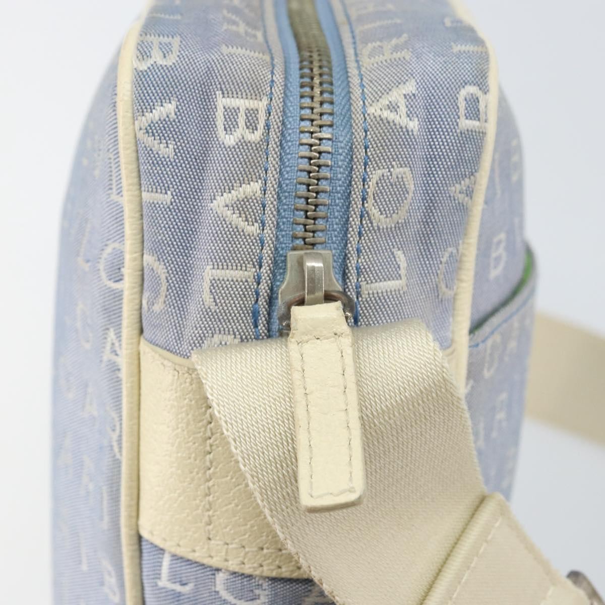 Bvlgari Logomania Shoulder Bag Canvas with Leather, BLUE, CANVAS, Shoulder bag