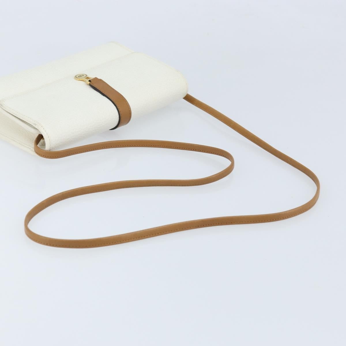 Christian Dior Vintage CD Logo Shoulder Bag Leather, WHITE, LEATHER, Shoulder bag