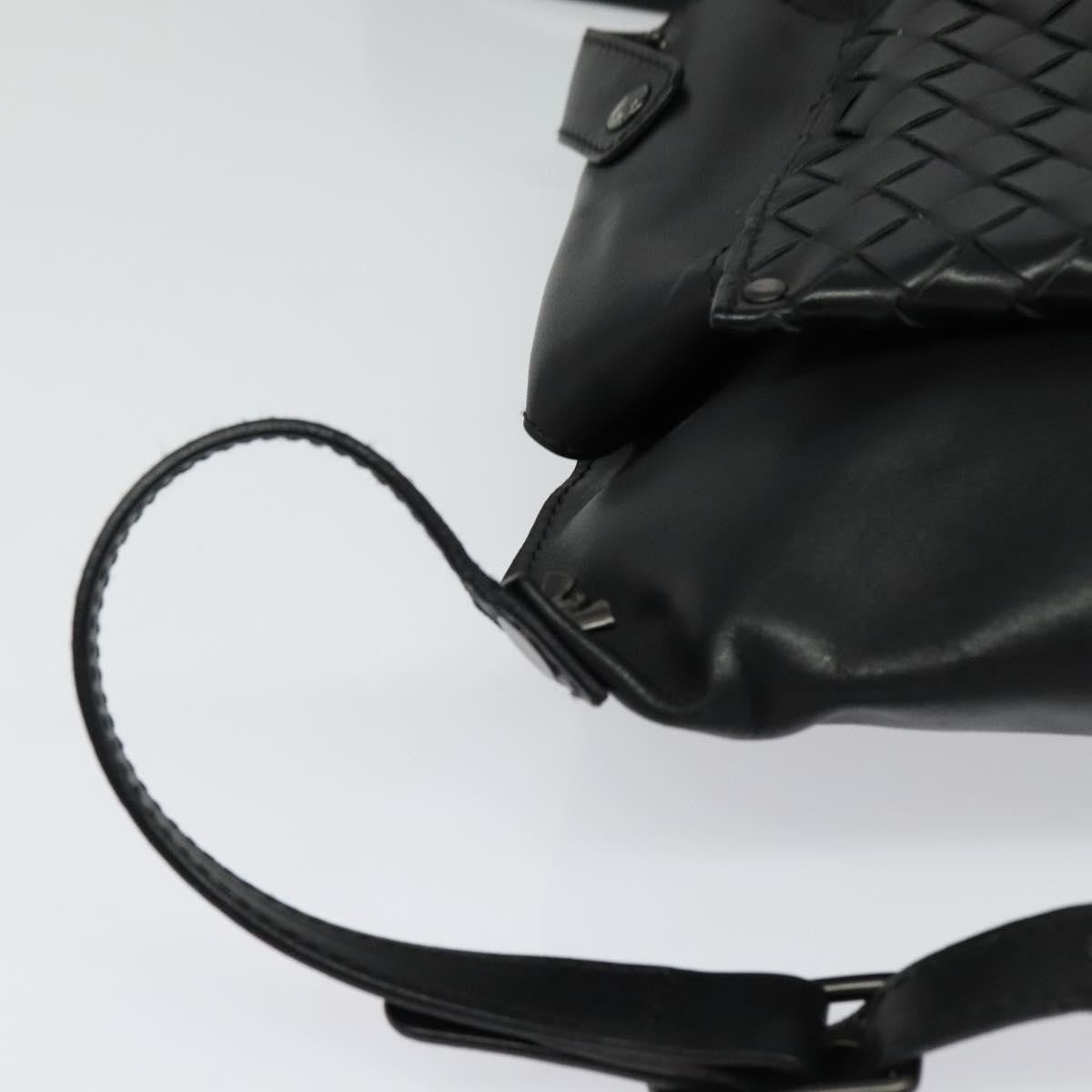 Bottega Veneta Utility Waist Bag Leather with Intrecciato, BLACK, LEATHER, Shoulder bag