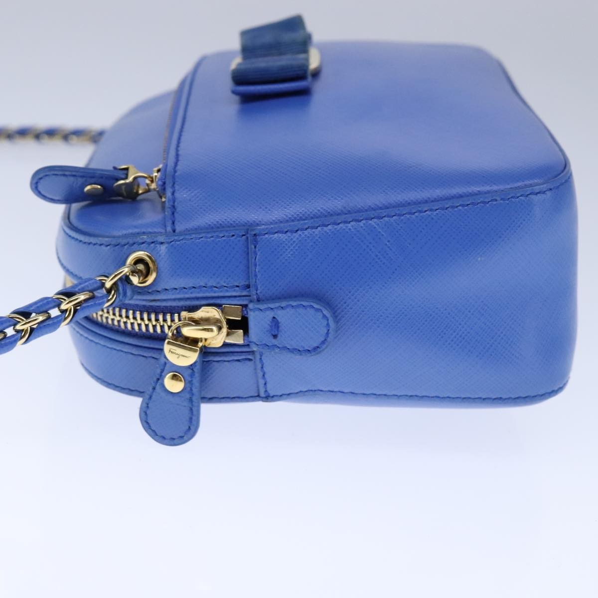 Salvatore Ferragamo Vala Shoulder Bag Leather, BLUE, LEATHER, Shoulder bag