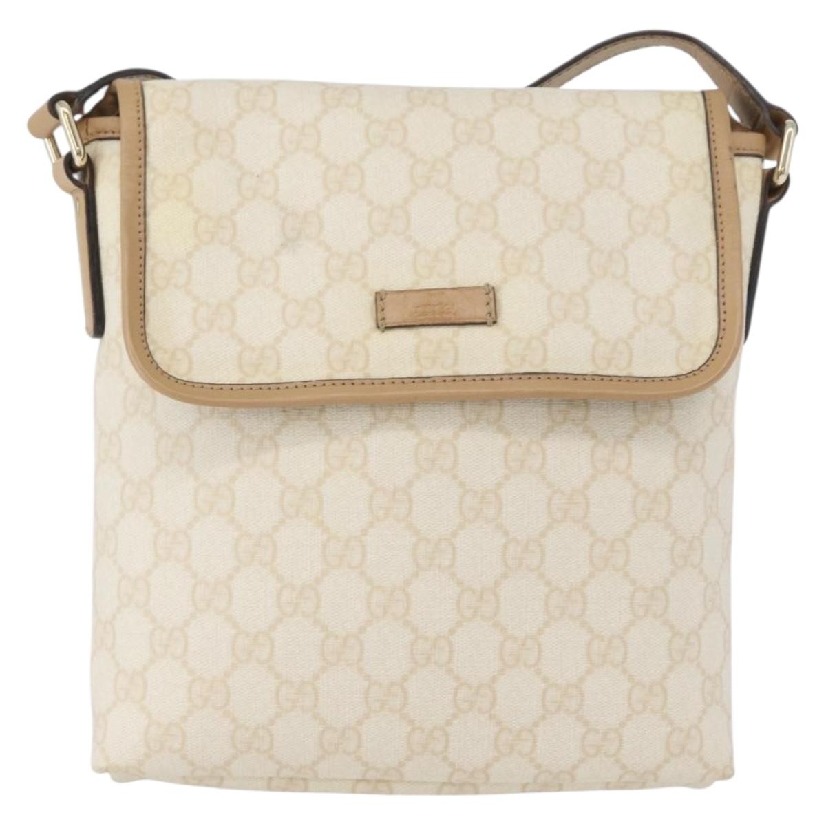 Gucci Flap Messenger GG Coated Canvas, Beige, Canvas, Shoulder Bag