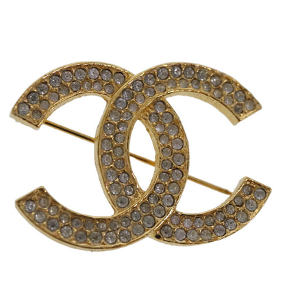 Chanel CC Brooch Metal with Crystals, GOLD, METAL, Brooch