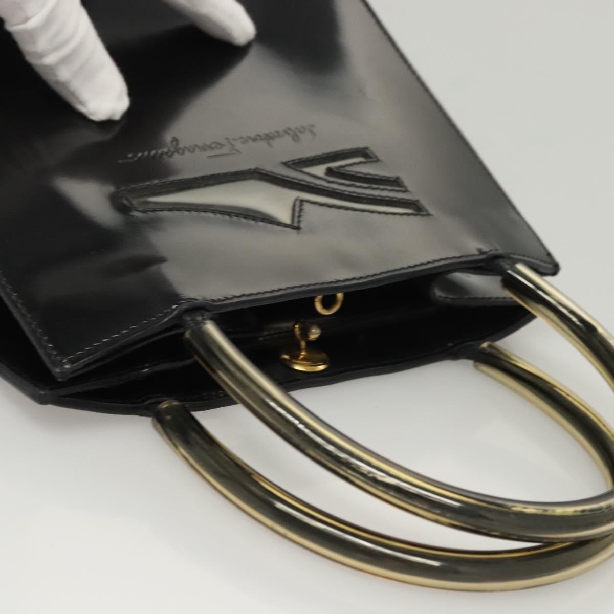 Salvatore Ferragamo Shopper Tote Patent Leather, BLACK, PATENT_LEATHER, Tote bag