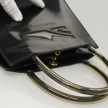 Salvatore Ferragamo Shopper Tote Patent Leather, BLACK, PATENT_LEATHER, Tote bag