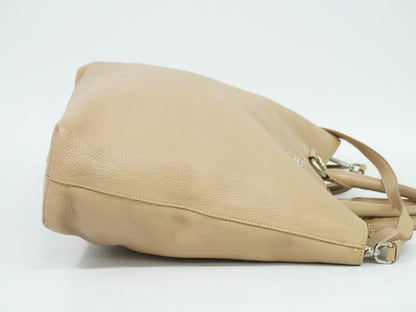 Prada Shopping Tote Vitello Daino, BEIGE, LEATHER, Tote bag