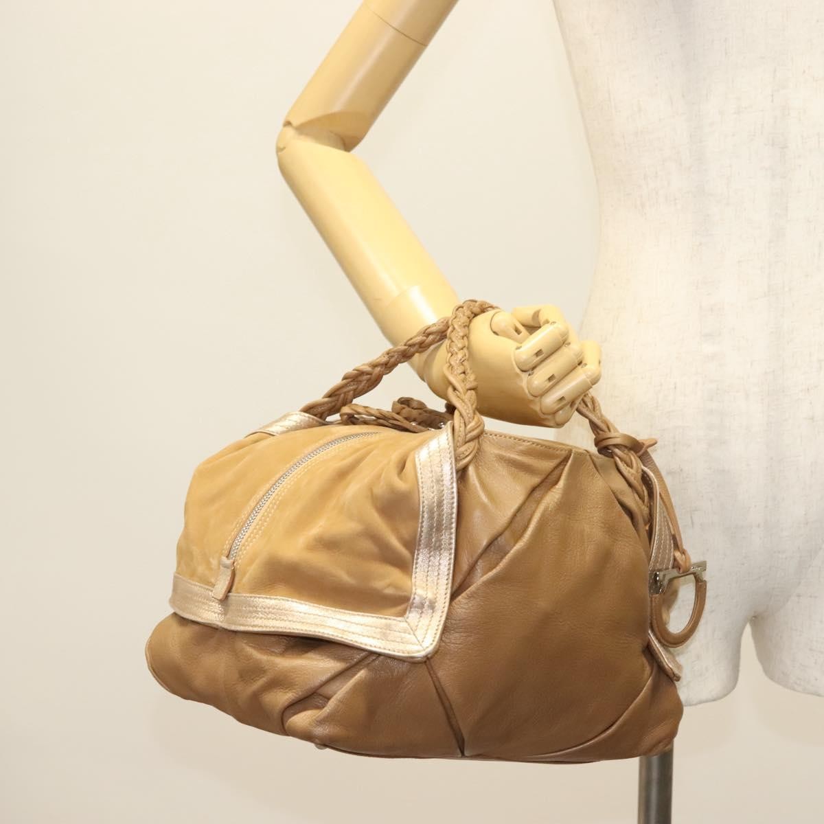 Salvatore Ferragamo Vintage Handbag Leather, BROWN, LEATHER, Handbag