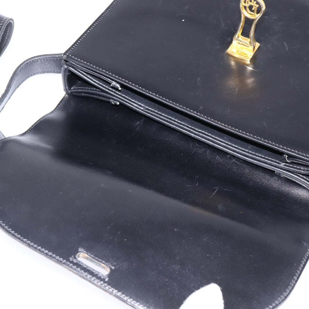 Christian Dior Flap Shoulder Bag Leather, BLACK, LEATHER, Shoulder bag