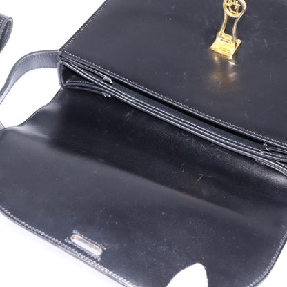 Christian Dior Flap Shoulder Bag Leather, BLACK, LEATHER, Shoulder bag