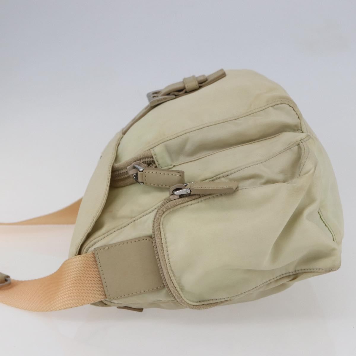 Prada Buckle Messenger Bag Tessuto, Beige, Nylon, Shoulder Bag