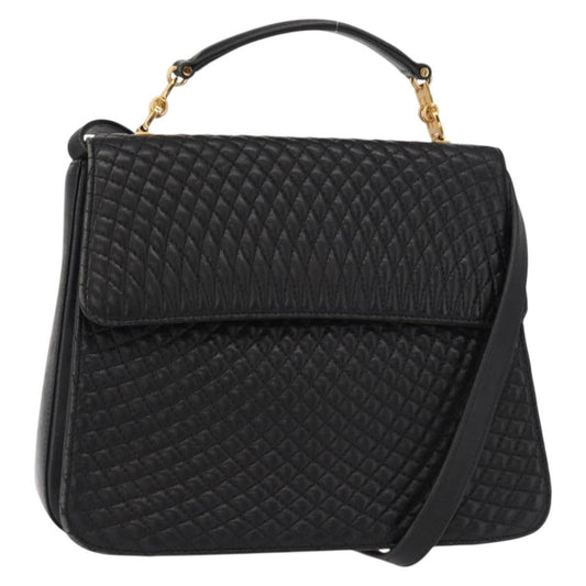 Bally Vintage Handbag Quilted Leather, BLACK, LEATHER, Handbag