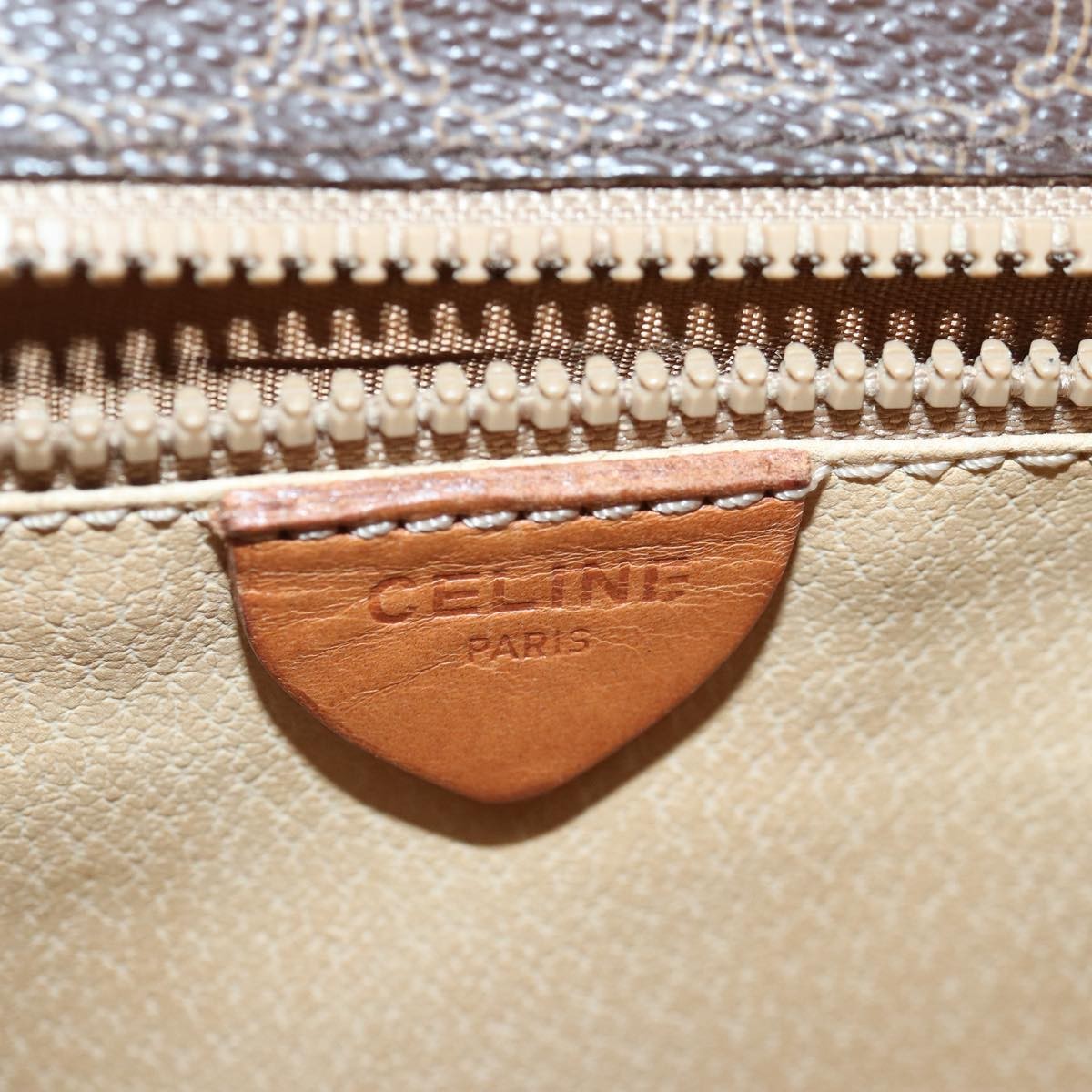 Celine Vintage Macadam Shoulder Bag Canvas and Leather, BROWN, CANVAS, Shoulder bag