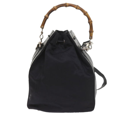 Gucci Vintage Bamboo Shoulder Bag Nylon, BLACK, NYLON, Shoulder bag