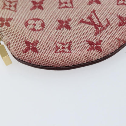 Louis Vuitton Round Coin Purse Mini Lin, RED, CANVAS, Wallets