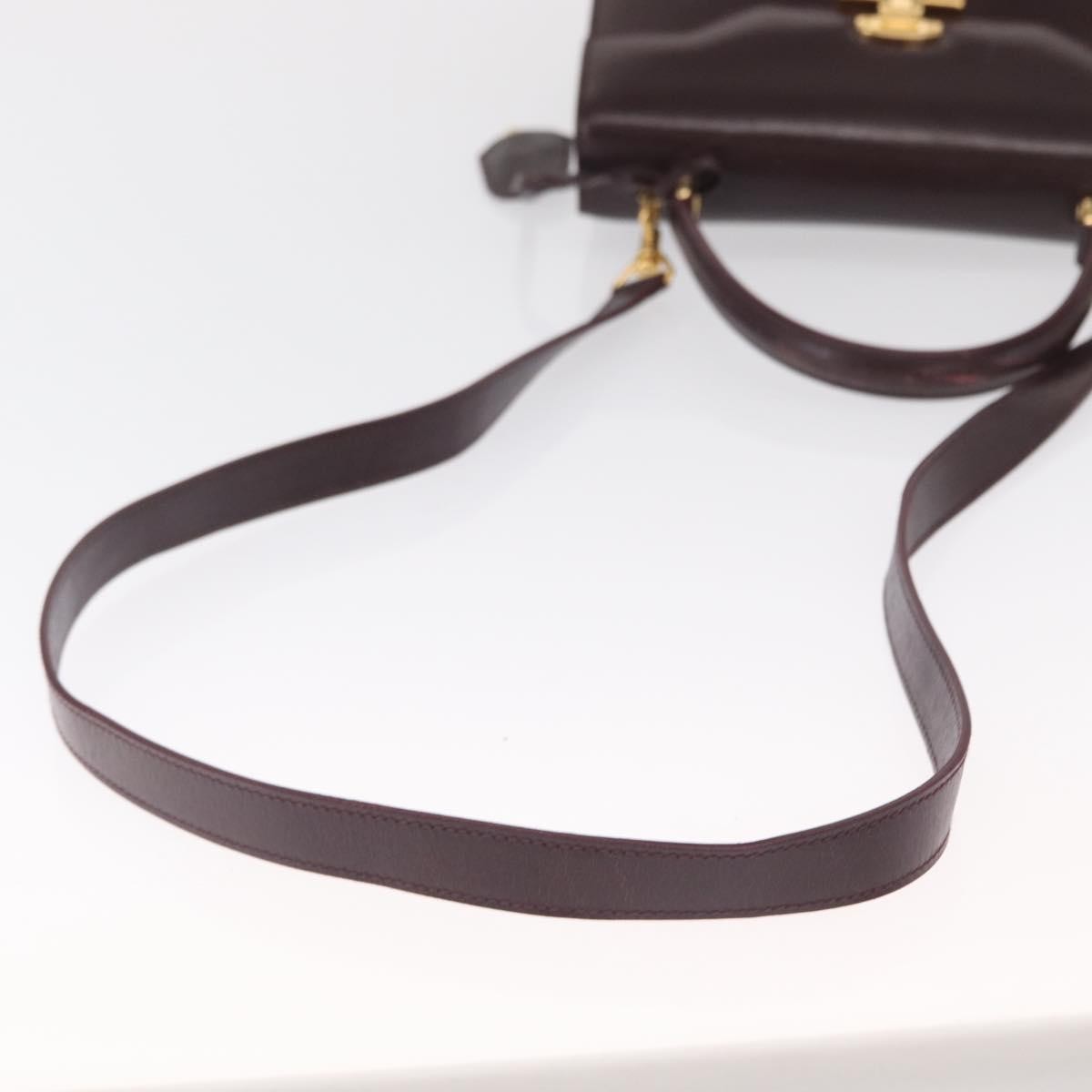 Gucci Vintage Lady Lock Top Handle Bag Leather, BURGUNDY, LEATHER, Handbag