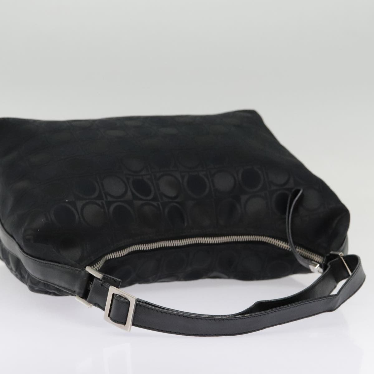 Salvatore Ferragamo Gancini Shoulder Bag Nylon, BLACK, NYLON, Shoulder bag