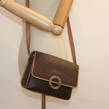 Celine Macadam Shoulder Bag PVC Leather, BROWN, CANVAS, Shoulder bag
