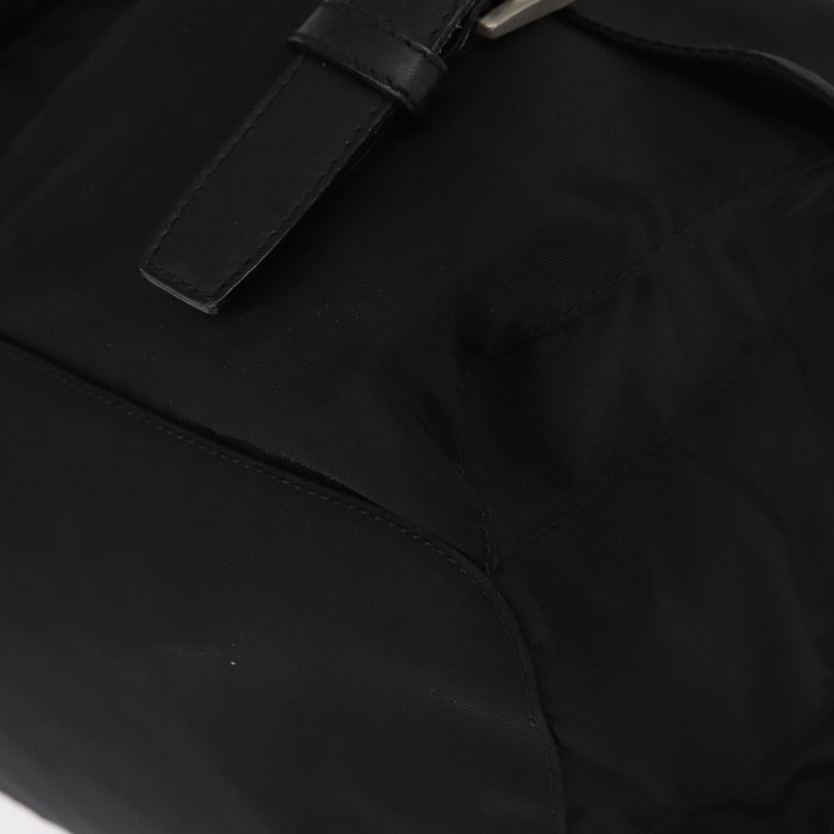 Prada Vela Double Front Pocket Backpack Tessuto with Saffiano Leather, BLACK, NYLON, Backpack