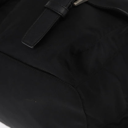 Prada Vela Double Front Pocket Backpack Tessuto with Saffiano Leather, BLACK, NYLON, Backpack
