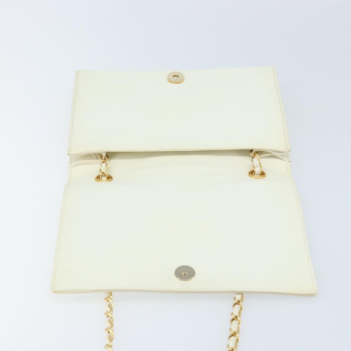 Chanel Vintage CC Full Flap Bag Quilted Lambskin, White, Leather, Shoulder Bag