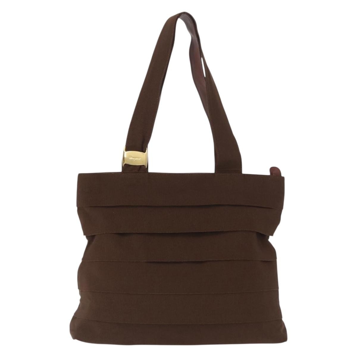 Salvatore Ferragamo Vara Tote Canvas, BROWN, CANVAS, Tote bag