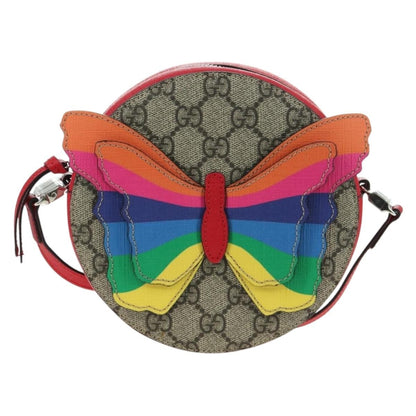 Gucci Kids GG Supreme Rainbow Butterfly shoulder bag GG canvas, Beige, PVC, Shoulder Bag