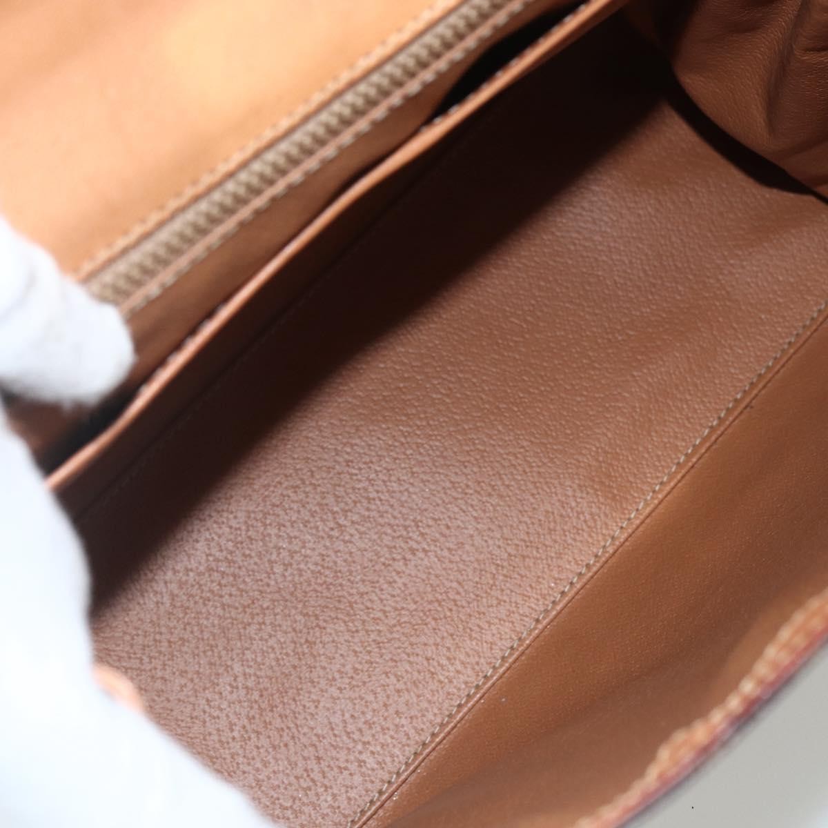 Celine Vintage Macadam Handbag Canvas and Leather, BROWN, CANVAS, Handbag