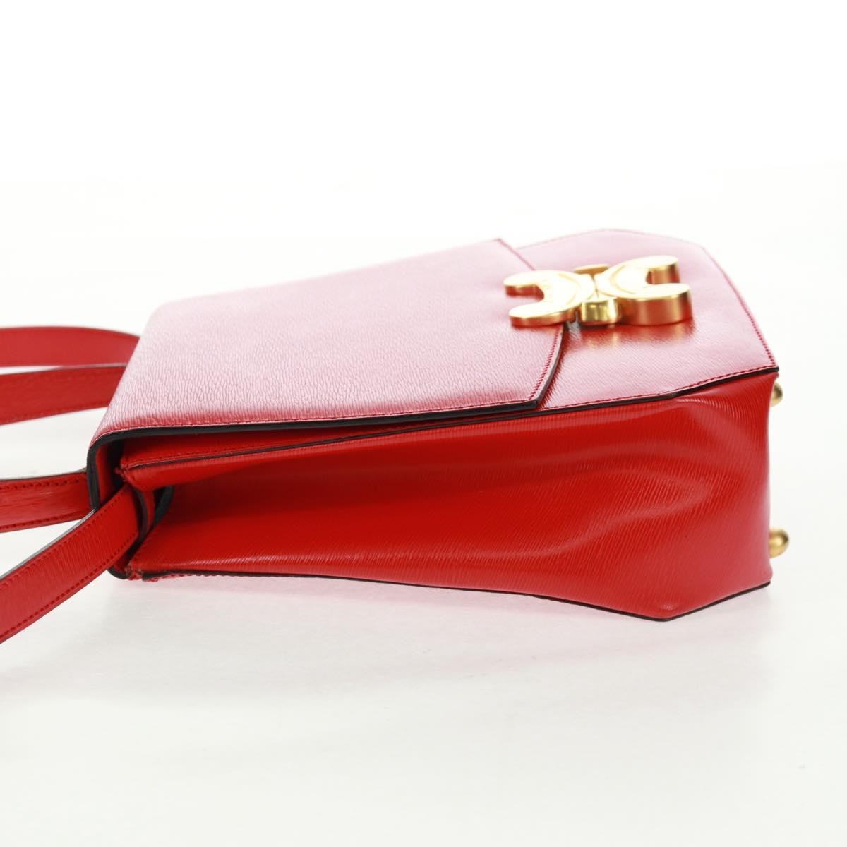 Celine Vintage Triomphe Flap Bag Leather, RED, LEATHER, Shoulder bag