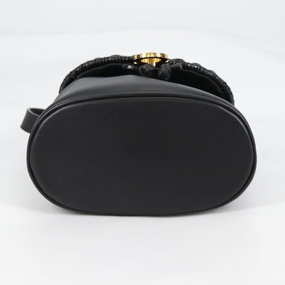 Salvatore Ferragamo Gancini Shoulder Bag Leather, BLACK, LEATHER, Shoulder bag
