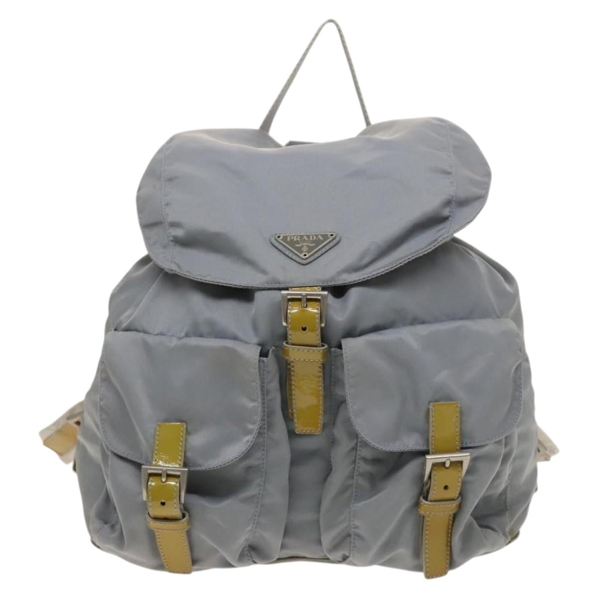 Prada Double Front Pocket Backpack Tessuto, BLUE, NYLON, Backpack