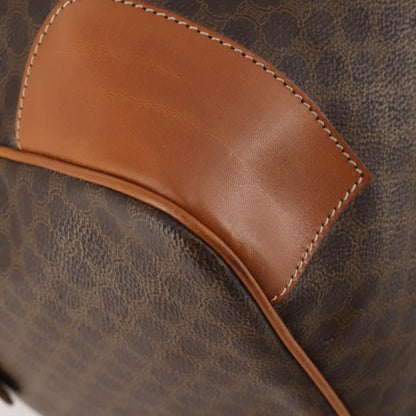 Celine Vintage Duffle Bag Canvas and Leather, Brown, Canvas, Travel Bag