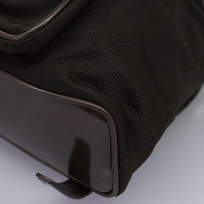 Gucci Vintage Bamboo Backpack Nylon and Patent Leather, BROWN, NYLON, Backpack