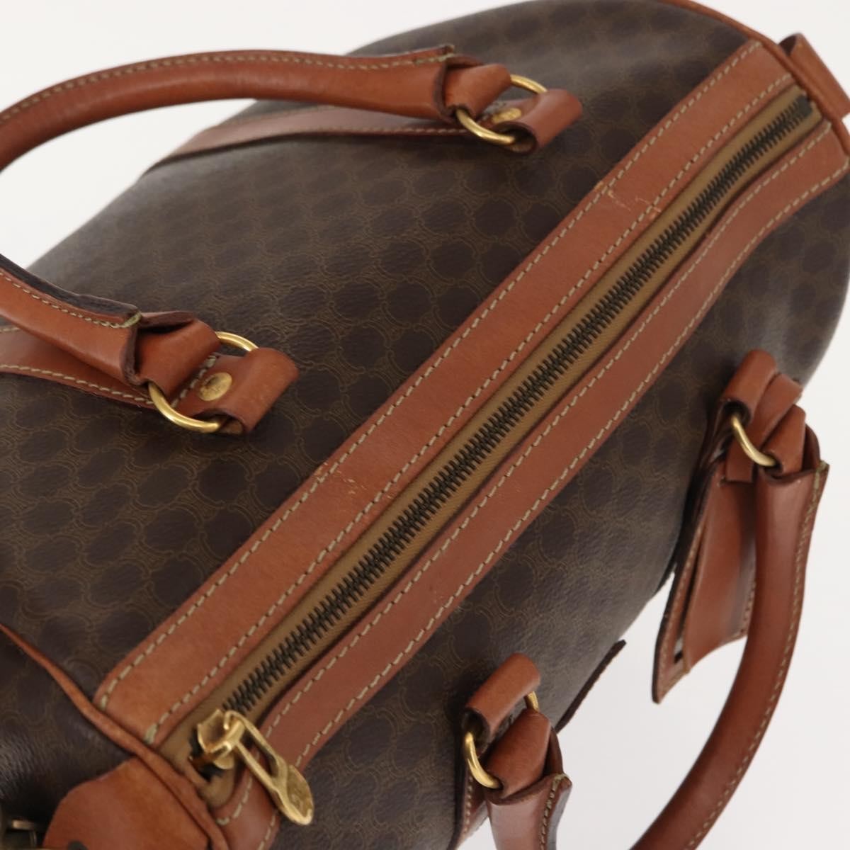 Celine Macadam Handbag Macadam with leather, BROWN, CANVAS, Handbag