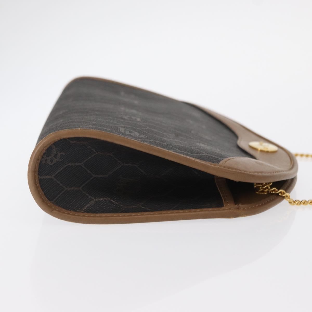 Christian Dior Vintage Honeycomb Shoulder Bag Canvas and Leather, BLACK, CANVAS, Shoulder bag