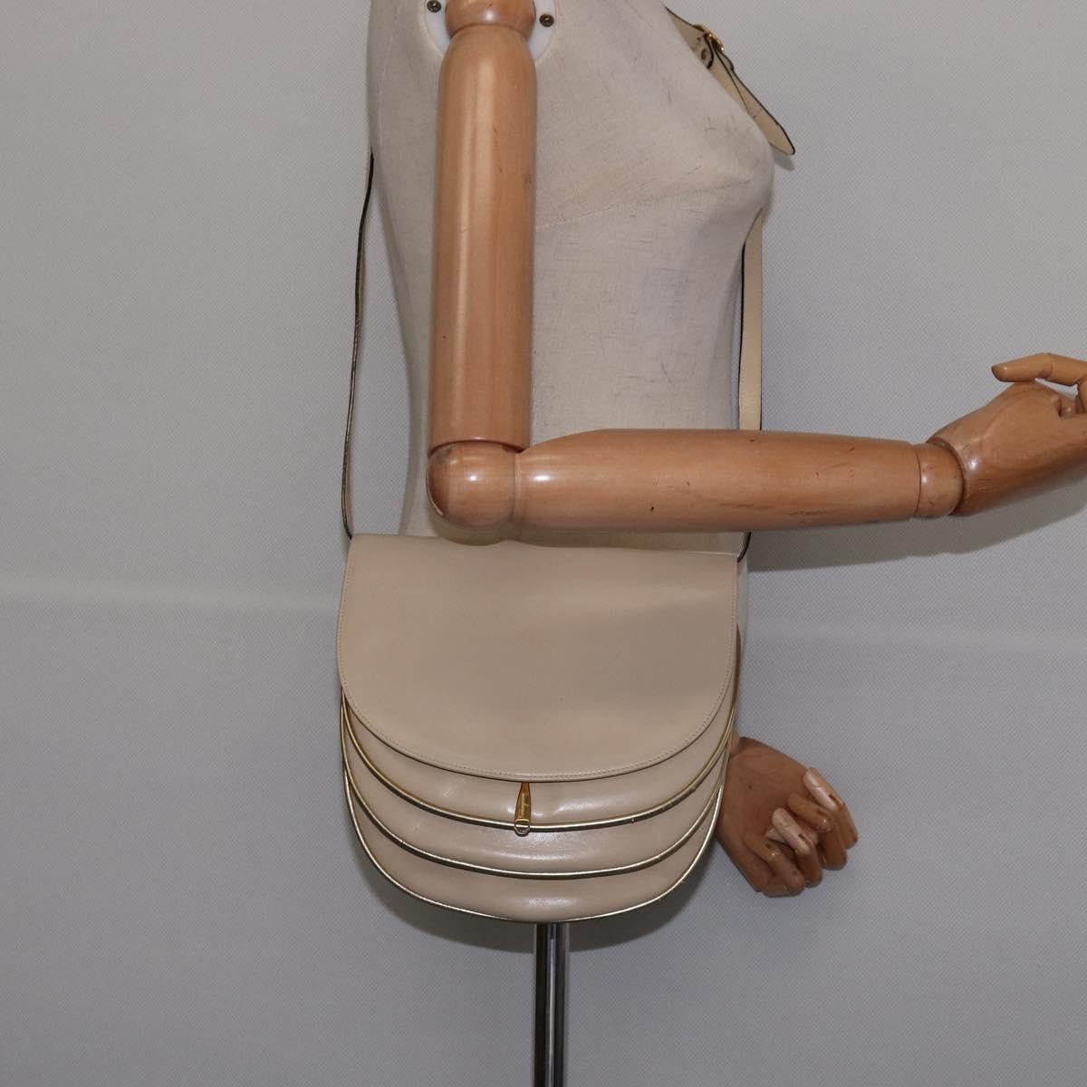 Salvatore Ferragamo Vintage Shoulder Bag Leather, BEIGE, LEATHER, Shoulder bag