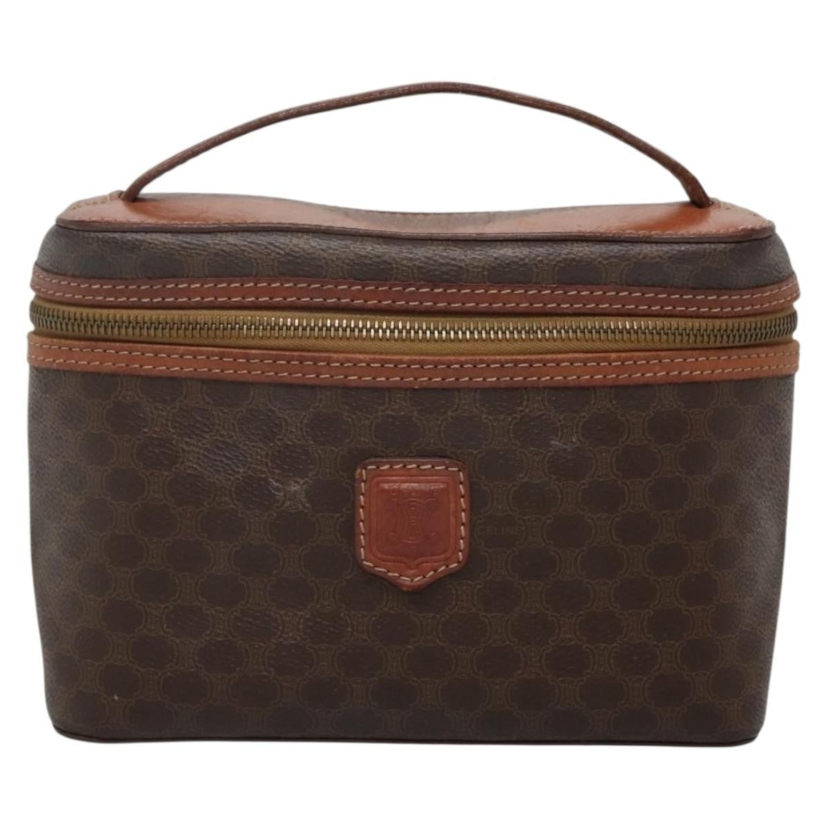 Celine Macadam Vanity Bag Canvas, BROWN, PVC, Travel bag