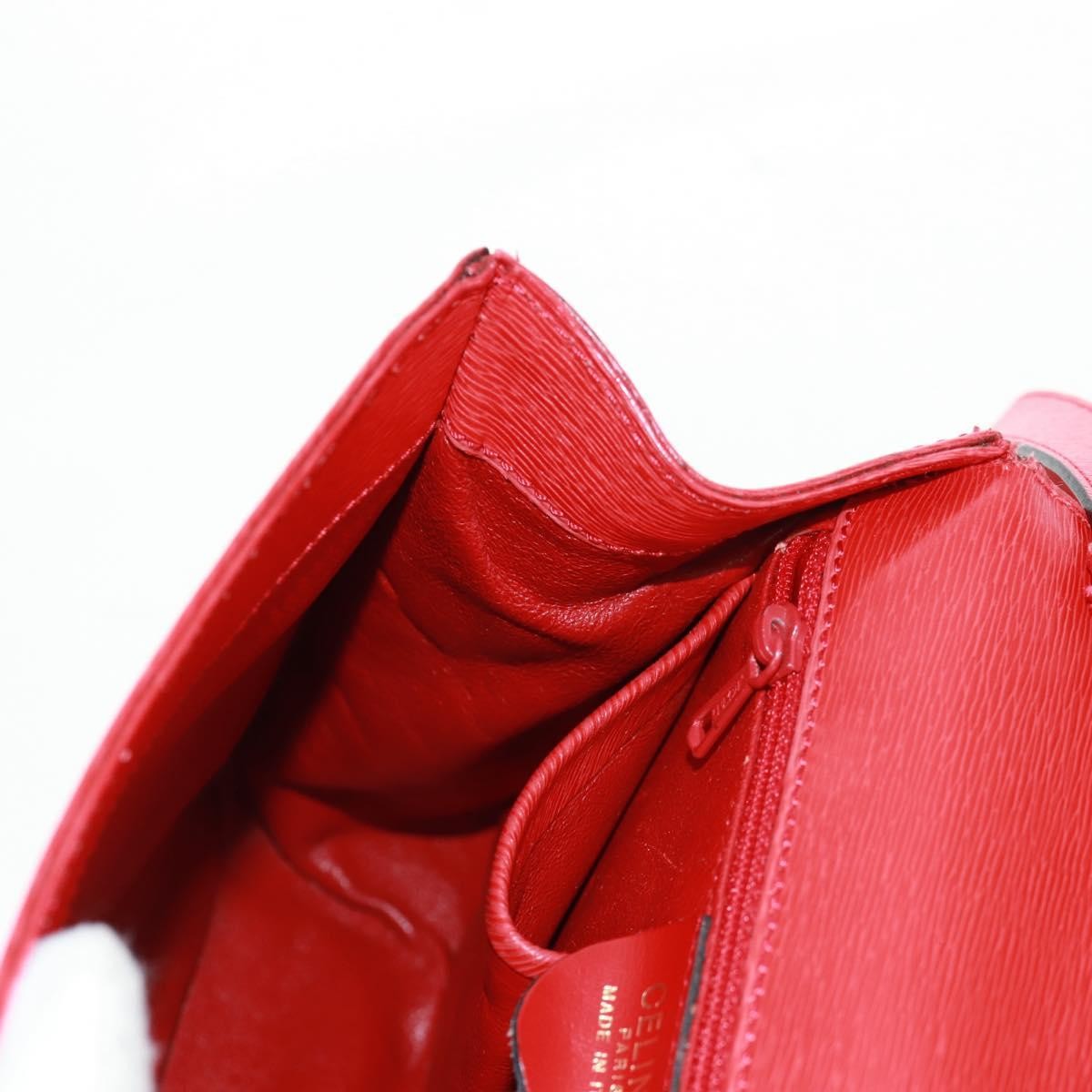 Celine Vintage Triomphe Flap Bag Leather, RED, LEATHER, Shoulder bag
